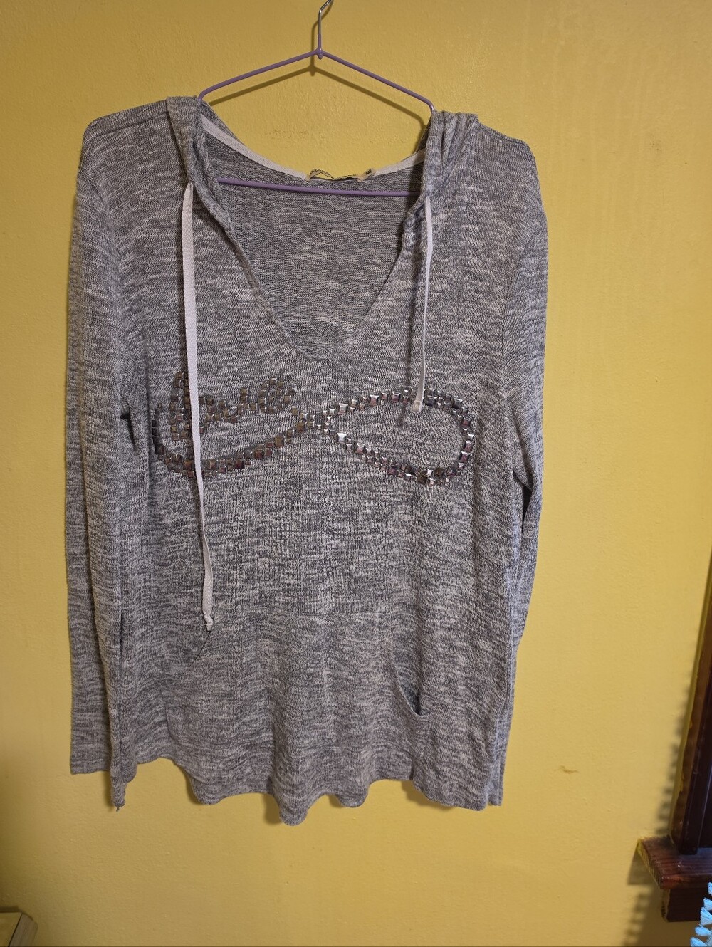 Chance Or Fate Women's Size XL Hoodie  Silver Studded Infinity Logo "Love" Shirt